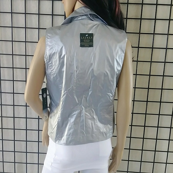 SALE! NWT LRL Silver/White Reversible Vest Jacket - Picture 6 of 8